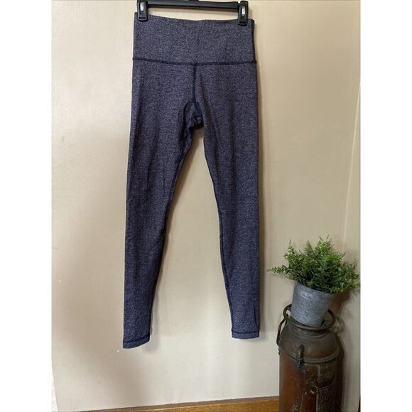 Lululemon Wunder Under Heather Blue Athleisure Crop Leggings Pants Size 6 - Picture 3 of 10